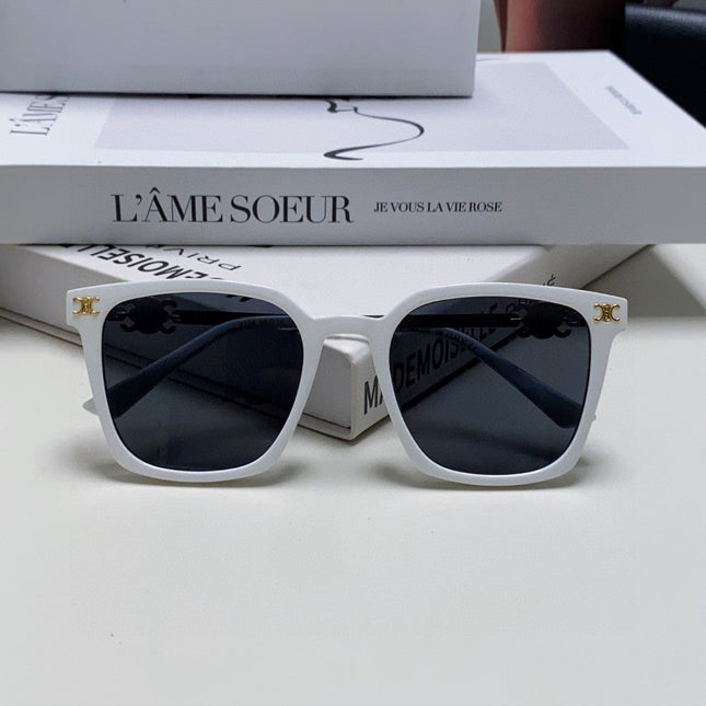 TRIOMPHE SUNGLASS 497817 IN WHITE METAL BLACK LENSES