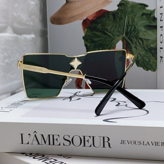 CYCLONE SUNGLASS 581373 IN GOLD METAL DARK GREEN LENSES