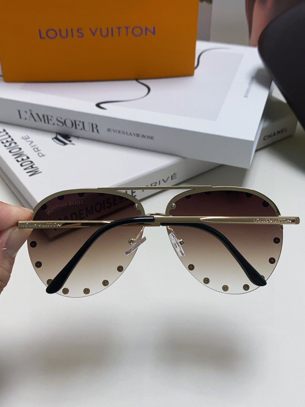 PARTY PILOT SUNGLASSES 567464 IN GOLD METAL BROWN SMOKE LENSES