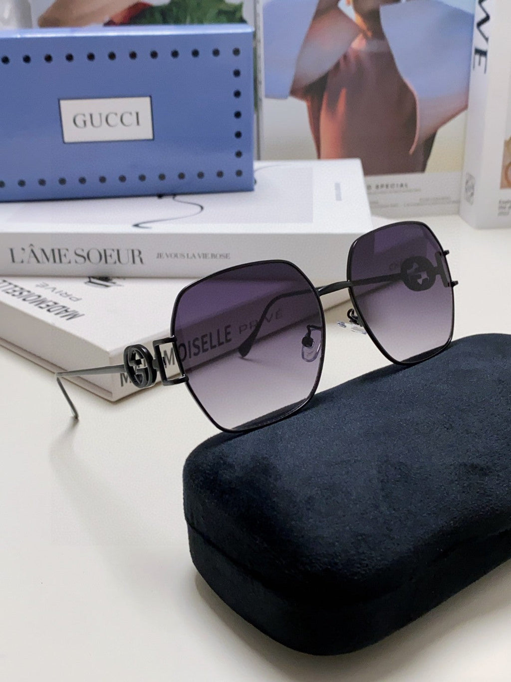 SQUARE FRAME SUNGLASSES 570217 IN METAL