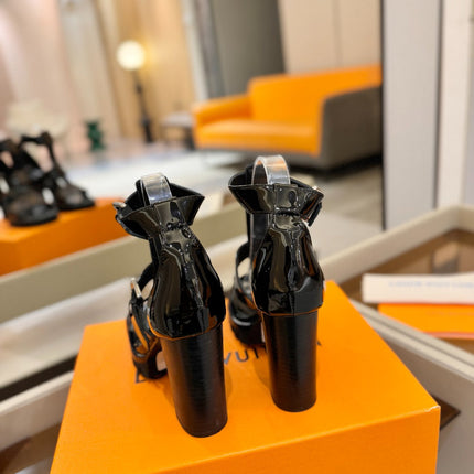 LV 26S STAR TRAIL HEELS 100 MM IN DARK BROWN AND BLACK CALFSKIN