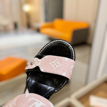 LV 26S HIGH HEEL SANDALS 100 MM IN LIGHT PINK AND BLACK CALFSKIN