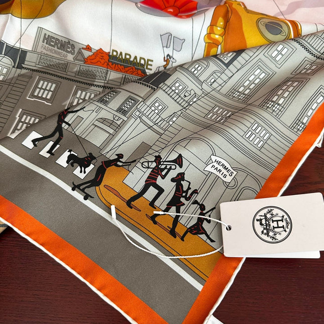 HERMES 26S PRINTED SQUARE SCARF 90 IN SILK 307339