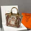 STEEPLE 28 BAG IN OFF-WHITE MIX BROWN CANVAS AND CALFSKIN