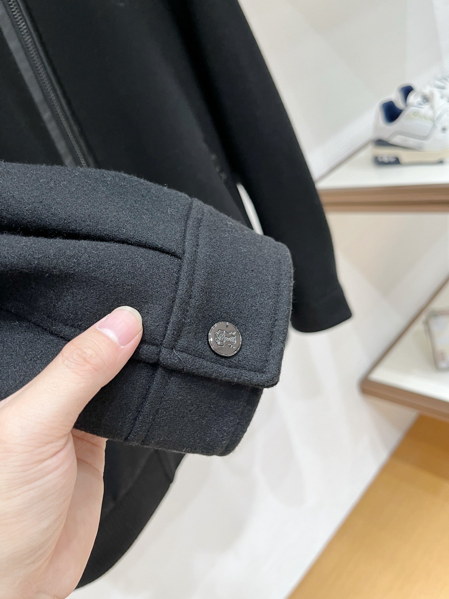 BRUNELLO CUCINELLI BLACK WOOL ZIP-FASTENING JACKET