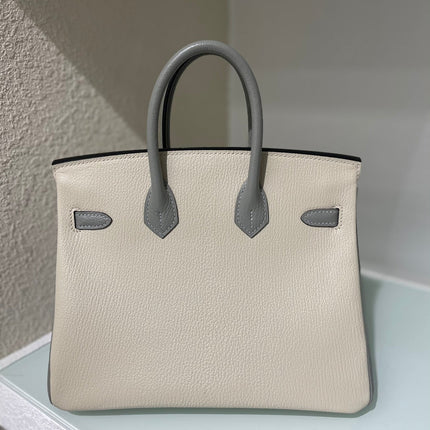 HM 25S BIRKIN 25 CM IN BEIGE GRAY LAMBSKIN WITH GOLD HARDWARE