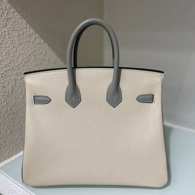 HM 25S BIRKIN 25 CM IN BEIGE GRAY LAMBSKIN WITH GOLD HARDWARE