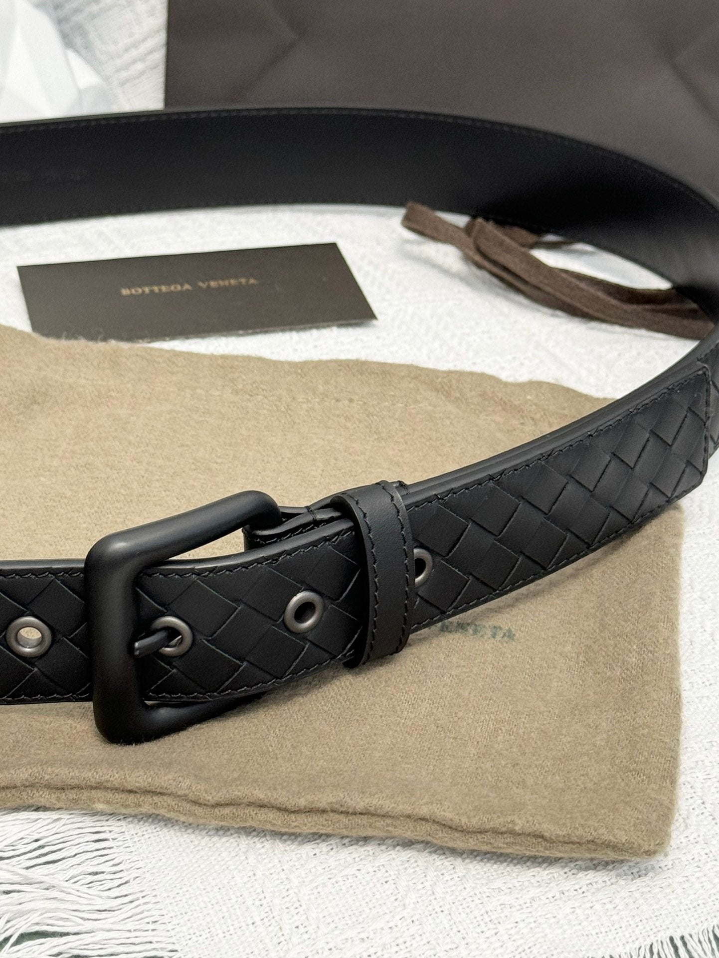 BV BELT 3.5CM IN BLACK CALFSKIN BLACK HARDWARE