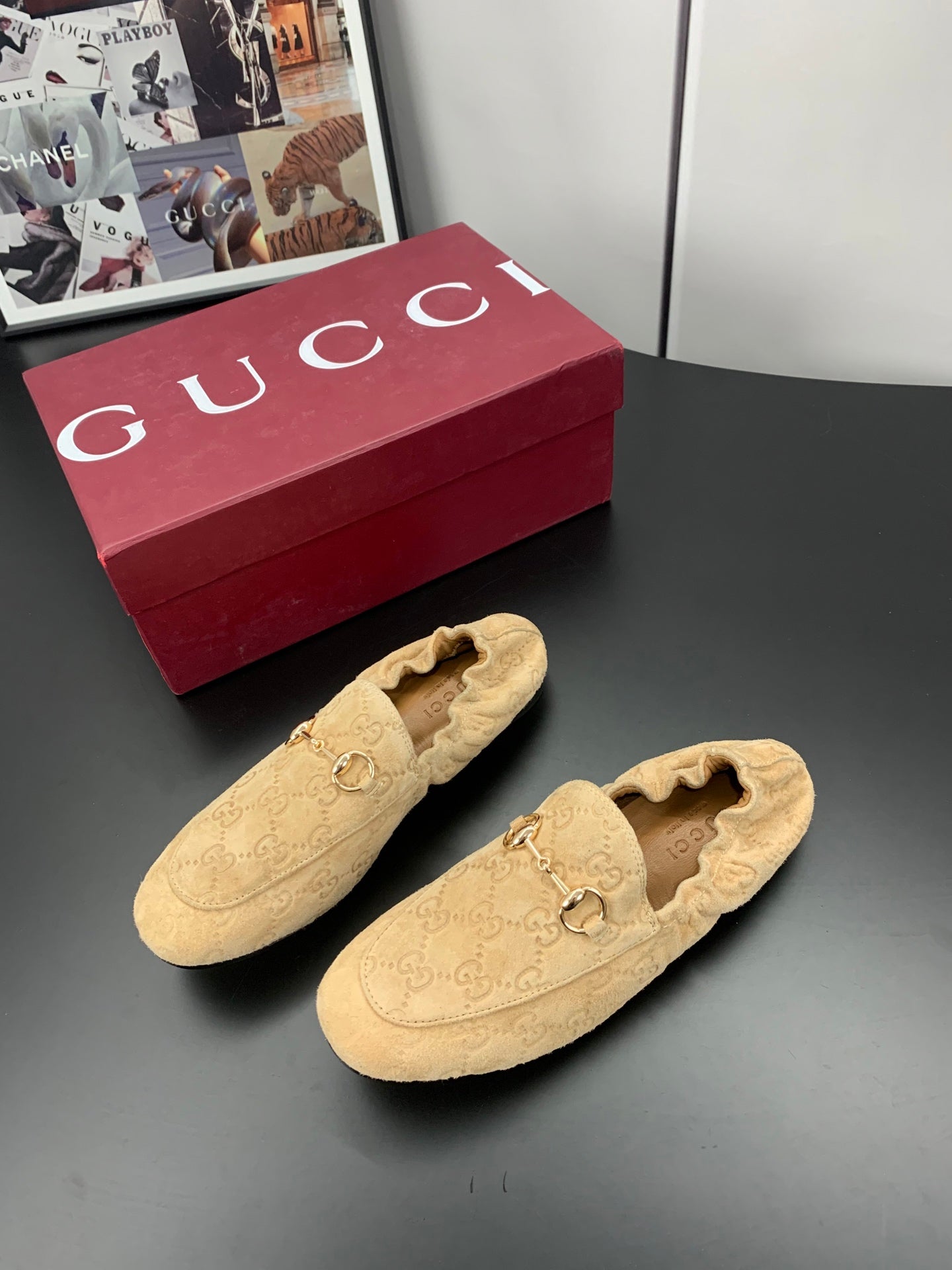 GUCCI 26S LOAFERS IN BEIGE SUEDE