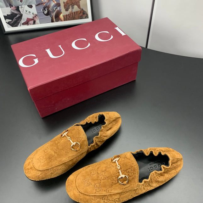 GUCCI 26S LOAFERS IN BROWN SUEDE