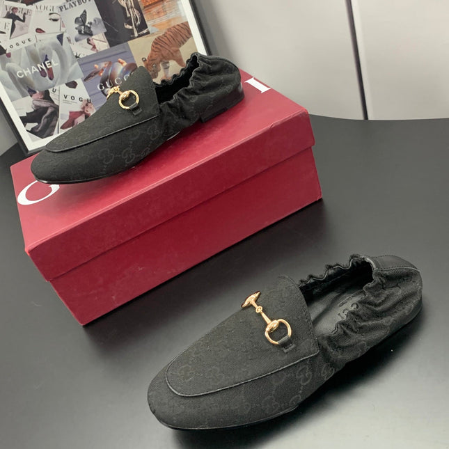 GUCCI 26S LOAFERS IN BLACK CANVAS