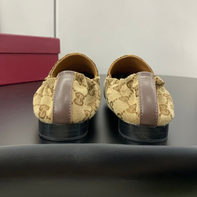 GUCCI 26S LOAFERS IN DARK BEIGE CANVAS