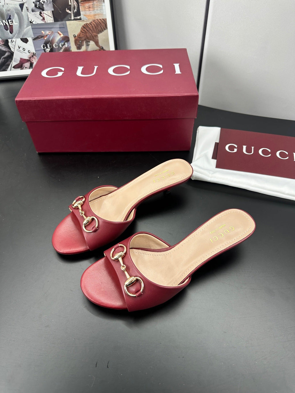 GUCCI 26S HIGH-HEELED SANDALS 50 MM IN RED CALFSKIN