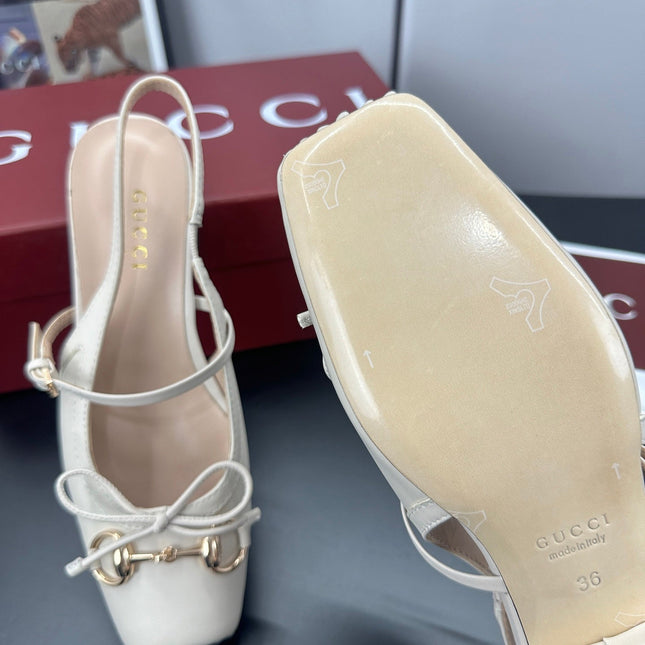 GUCCI 26S SLINGBACK 25 MM IN CREAM WHITE CALFSKIN