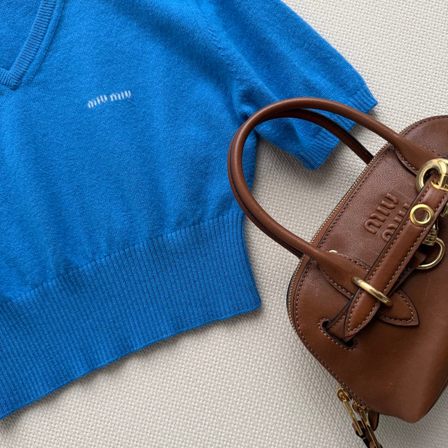 MIUMIU 26S CROPPED V-NECK KNIT TOP 1205