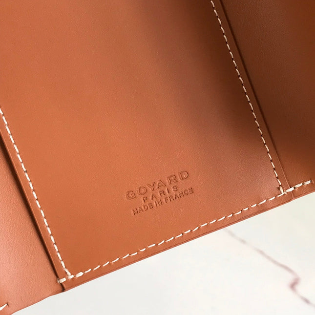 SAINT-GABRIEL WALLET 12 IN TAN CALFSKIN AND BLACK GOYARDINE CANVAS