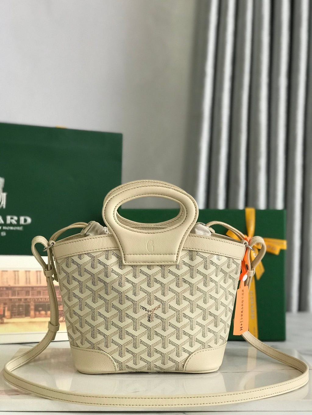GOYA 26S BELUGA MINI BAG 23MM IN IVORY WHITE GOYARDINE CANVAS AND CALFSKIN
