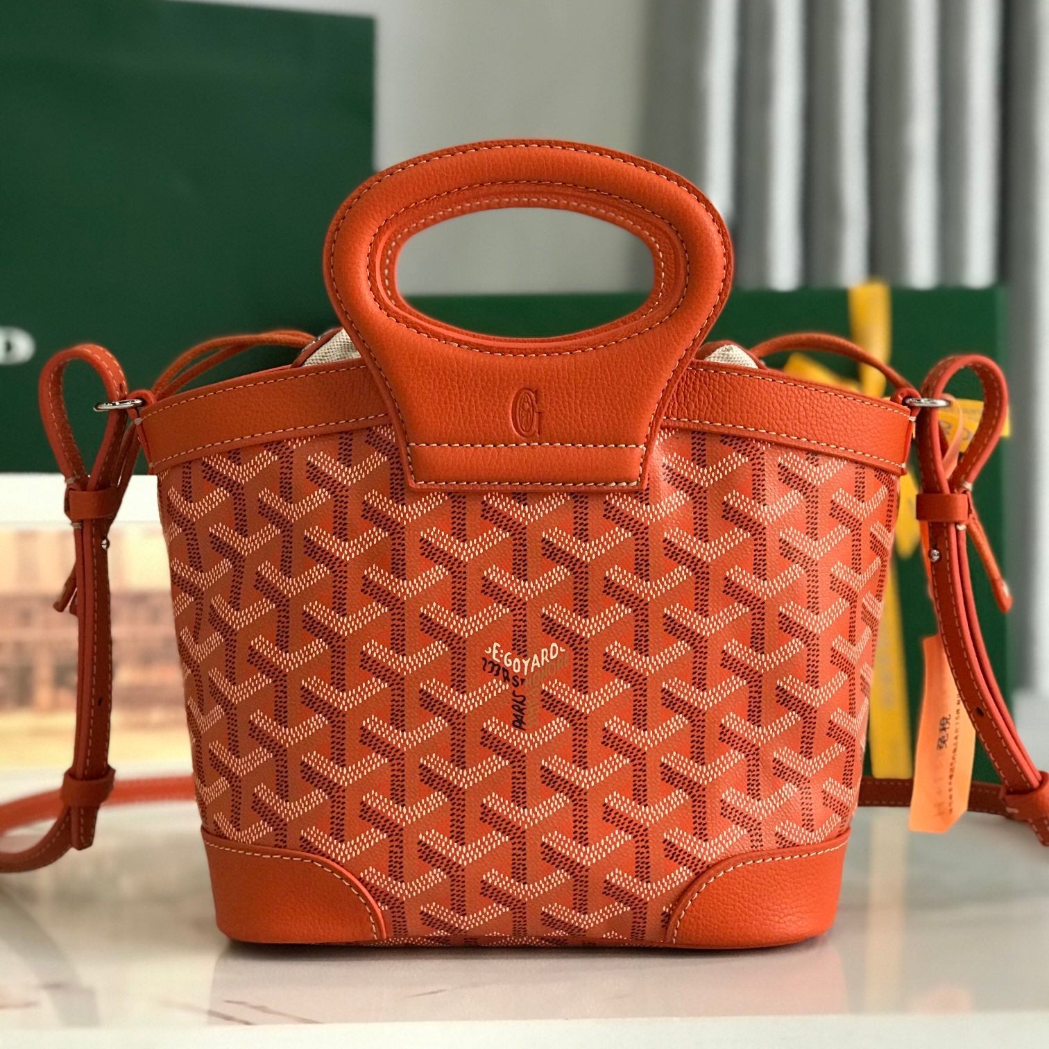 GOYA 26S BELUGA MINI BAG 23MM IN RED ORANGE GOYARDINE CANVAS AND CALFSKIN