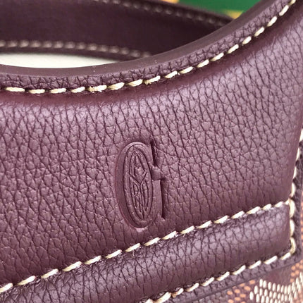 GOYA 26S BELUGA MINI BAG 23MM IN BURGUNDY BROWN GOYARDINE CANVAS AND CALFSKIN