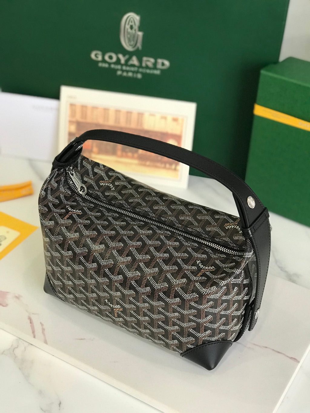 GOYA 26S BOEING 25MM IN BLACK GOYARDINE CANVAS AND CALFSKIN