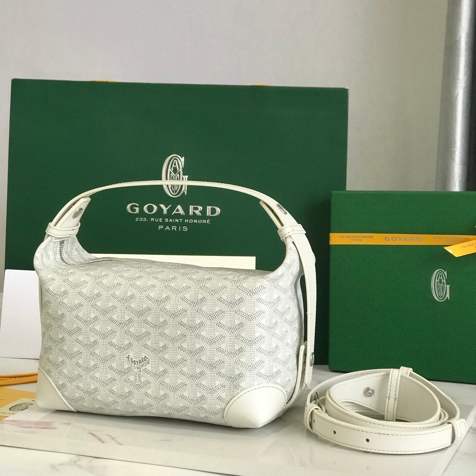 GOYA 26S BOEING 25MM IN CREAM WHITE GOYARDINE CANVAS AND CALFSKIN