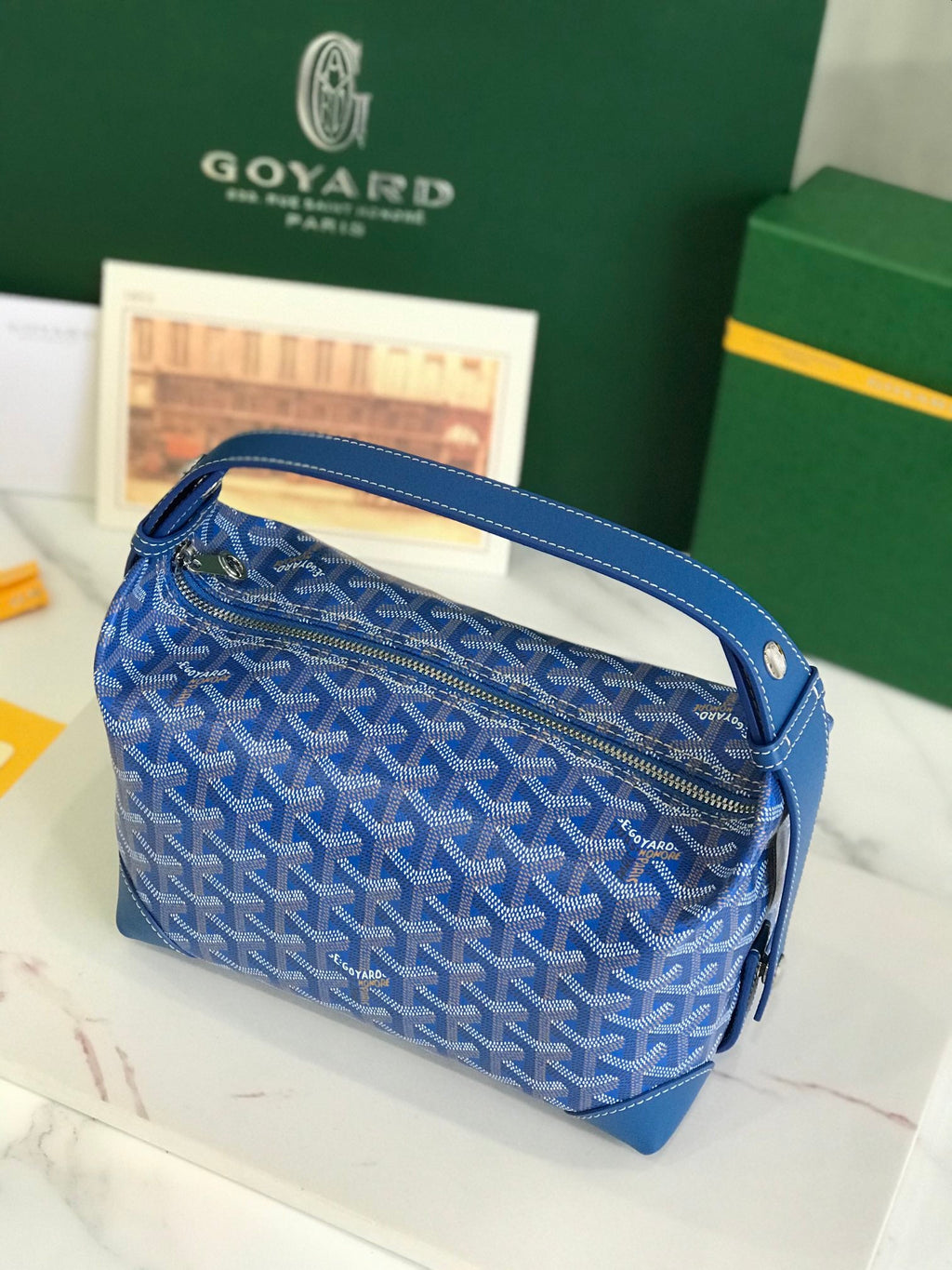 GOYA 26S BOEING 25MM IN DARK BLUE GOYARDINE CANVAS AND CALFSKIN