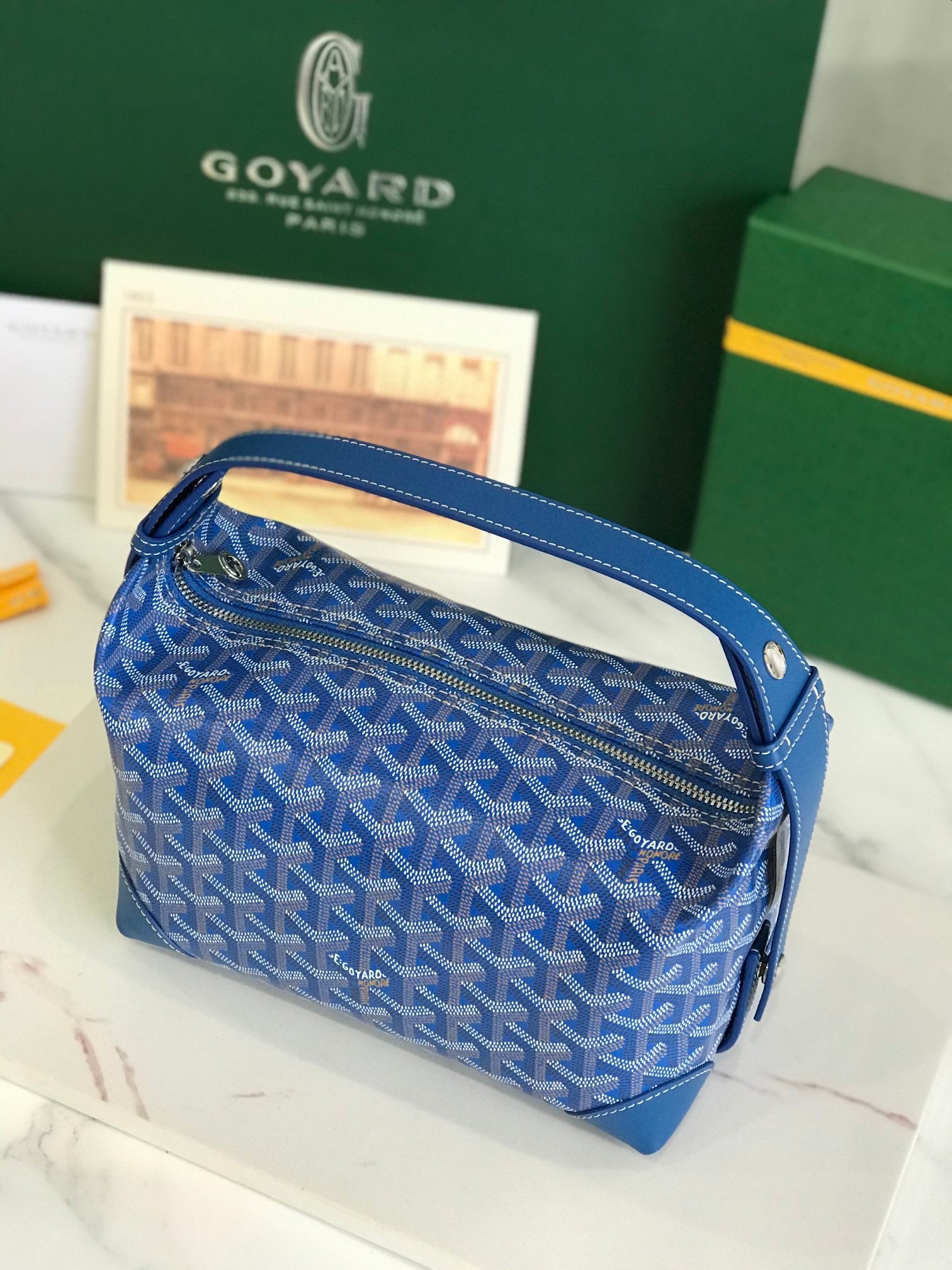 GOYA 26S BOEING 25MM IN DARK BLUE GOYARDINE CANVAS AND CALFSKIN
