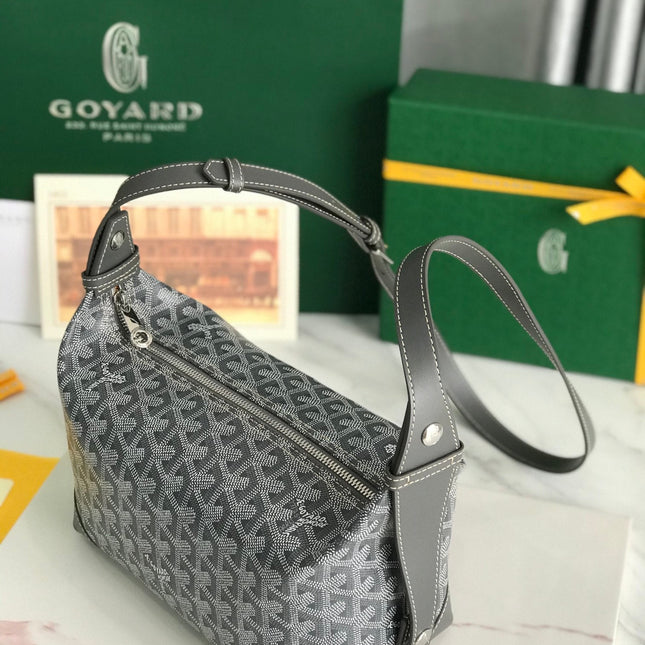 GOYA 26S BOEING 25MM IN GREY GOYARDINE CANVAS AND CALFSKIN