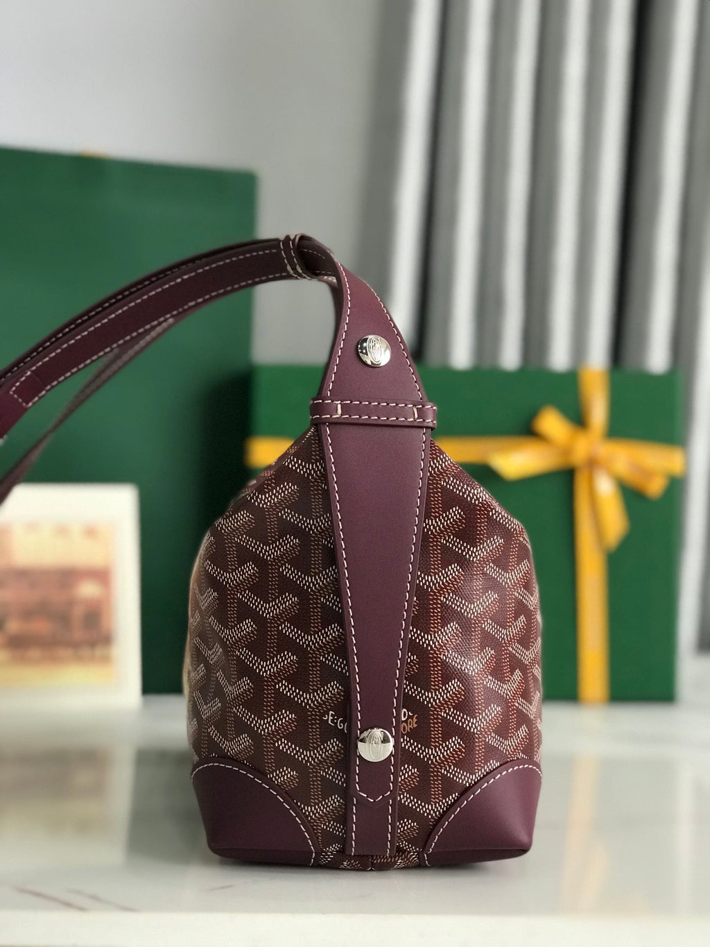 GOYA 26S BOEING 25MM IN BURGUNDY RED GOYARDINE CANVAS AND CALFSKIN