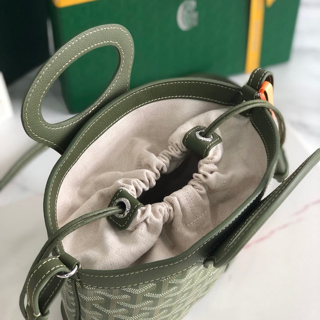 GOYA 26S BELUGA MINI BAG 23MM IN DARK OLIVE GREEN GOYARDINE CANVAS AND CALFSKIN