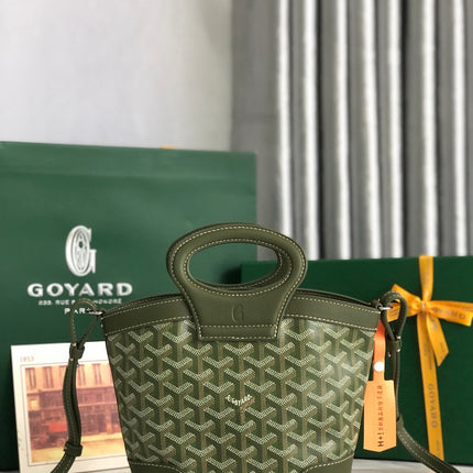 GOYA 26S BELUGA MINI BAG 23MM IN DARK OLIVE GREEN GOYARDINE CANVAS AND CALFSKIN