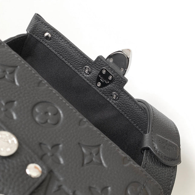 LV 25S SOUL TRUNK 19 IN BLACK EMBOSSED TAURILLON CALFSKIN SILVER HARDWARE
