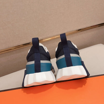 HM BOUNCING SNEAKER BLACK AND CERULEAN CALFSKIN