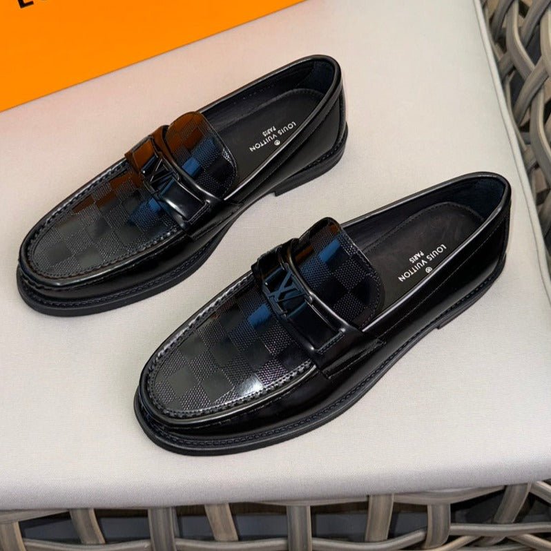 LV MAJOR LOAFERS IN BLACK DAMIER CALFSKIN