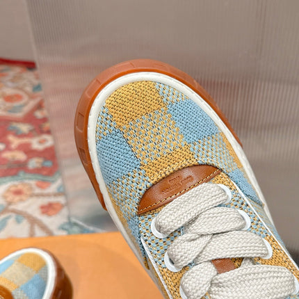 LV 26S PLAID SNEAKERS IN YELLOW MIX SKY BLUE FABRIC
