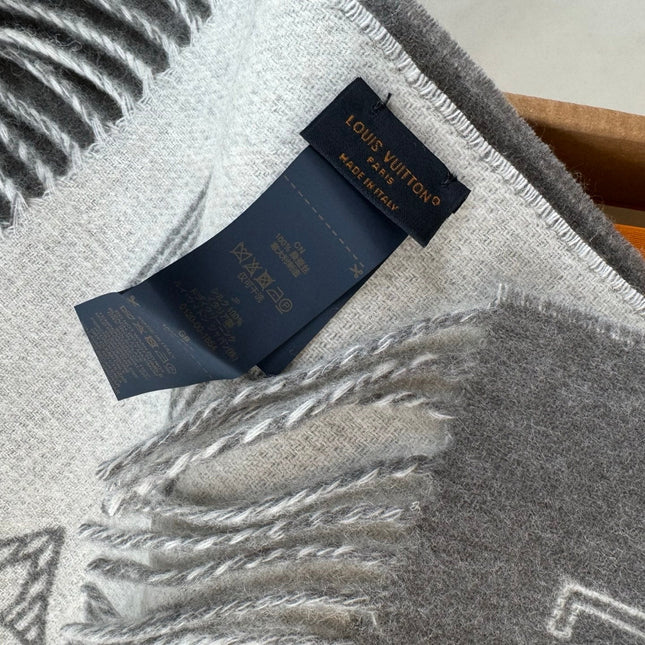 MONOGRAM SCARF 190 CM IN GREY CASHMERE 890653