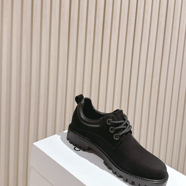 CELINE 25S LOW CUT MARTIN BOOTS IN BLACK CALFSKIN