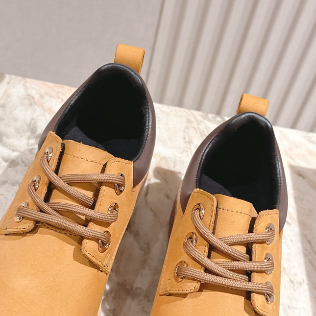 CELINE 25S LOW CUT MARTIN BOOTS IN MEDIUM ORANGE CALFSKIN
