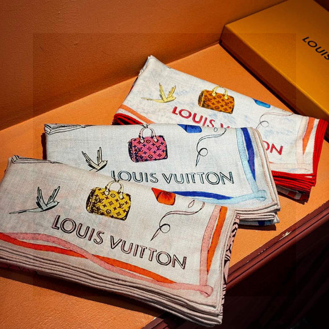 LV SCARF 140 CM IN WOOL MIX SILK 735798