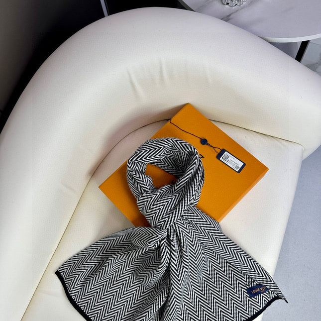 SCARF 180 CM IN BLACK MIX WHITE CASHMERE 393155