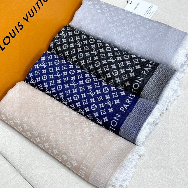 LV SCARF 120 CM IN WOOL MIX SILK 737298