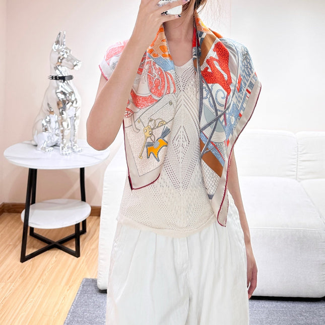 HERMES 26S PRINTED SQUARE SCARF 88 IN SILK 309440