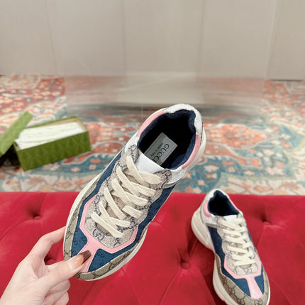 GG RHYTON TRAINER LIGHT BROWN AND PINK CALFSKIN