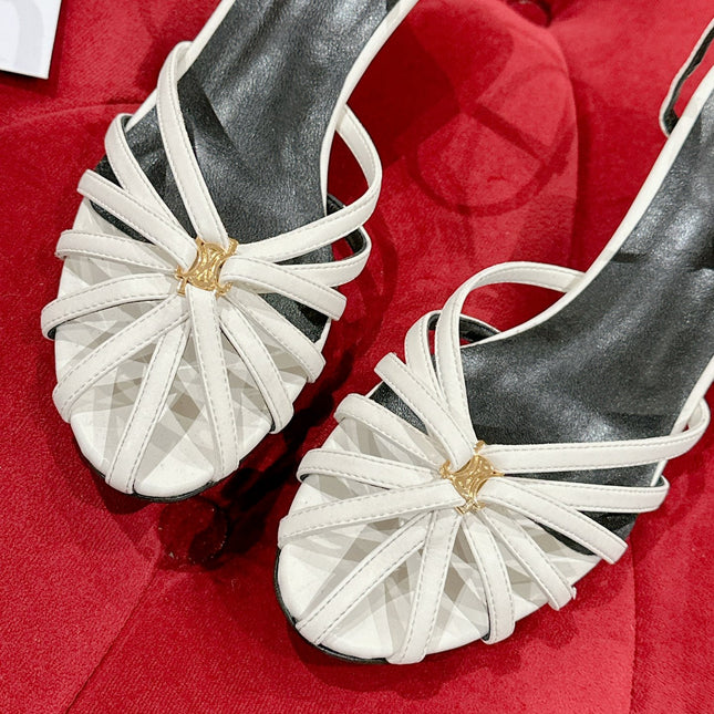 TRIOMPHE SANDAL 85 MM IN WHITE LAMBSKIN