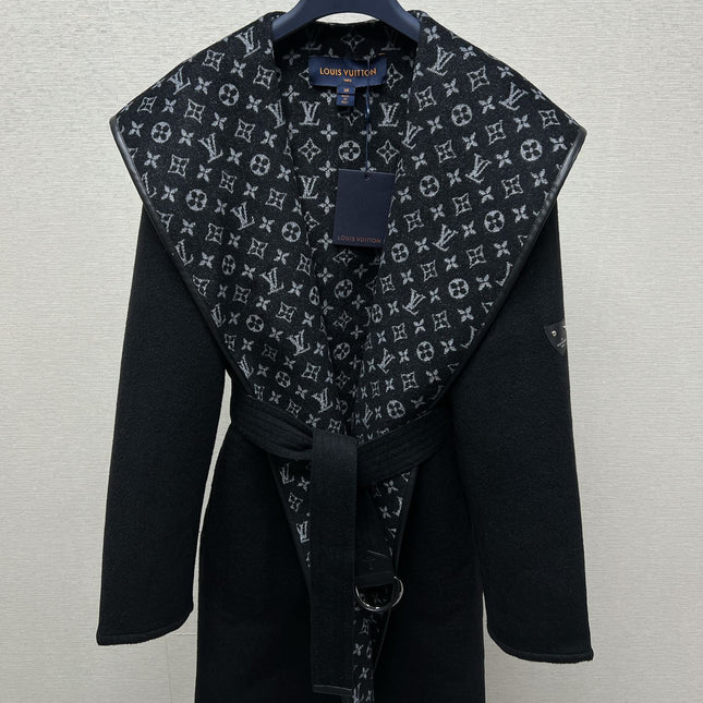 LV MONOGRAM MAXI COLLAR COAT IN BLACK WOOL 288066