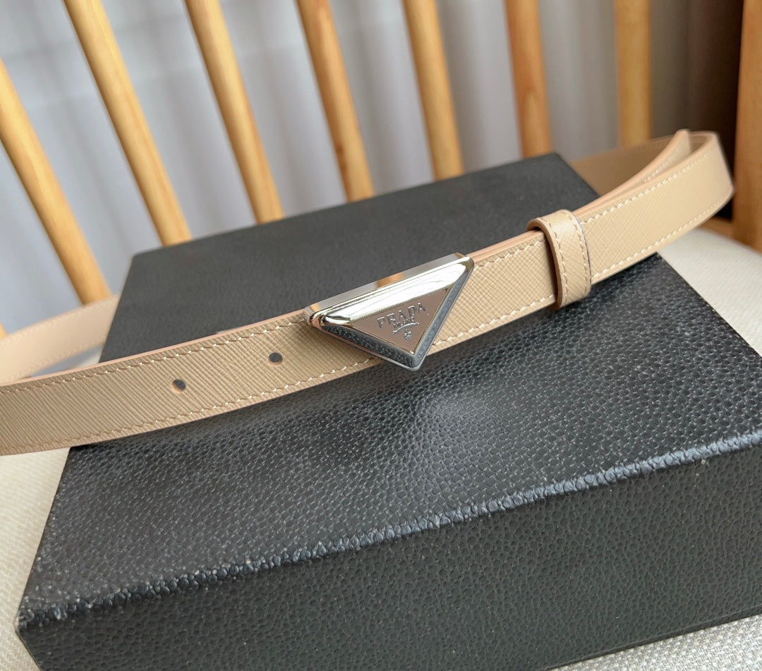 PRADA 25S BELT 20 MM IN BEIGE BROWN CALFSKIN 571383