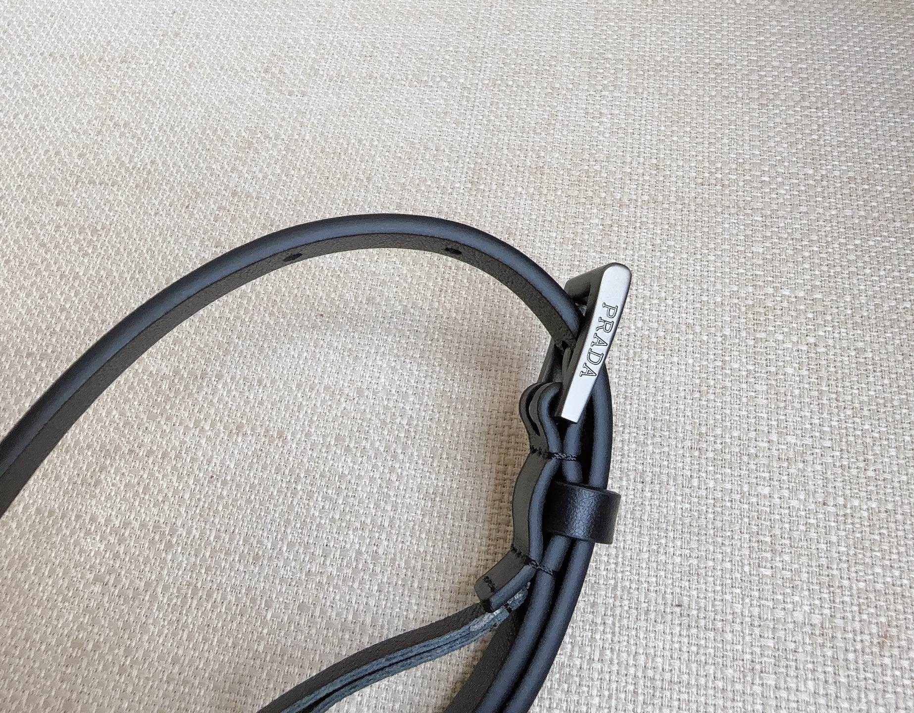 PRADA 25S BELT 10 MM IN BLACK CALFSKIN 598371