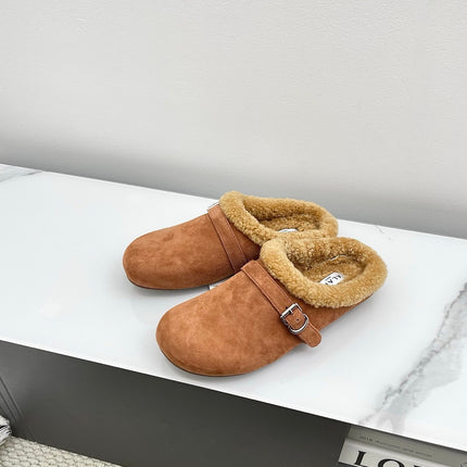 ALAIA 26S MULE IN BROWN SUEDE AND WOOL