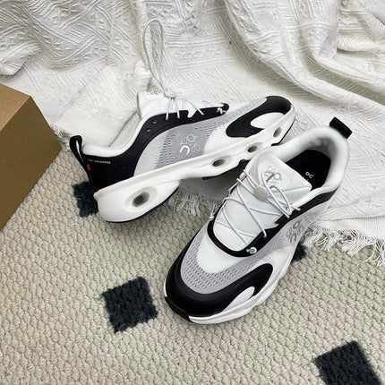 LOEWE 26S CLOUDSOLO SNEAKERS IN WHITE AND BLACK AND GRAY RECYCLED POLYESTER