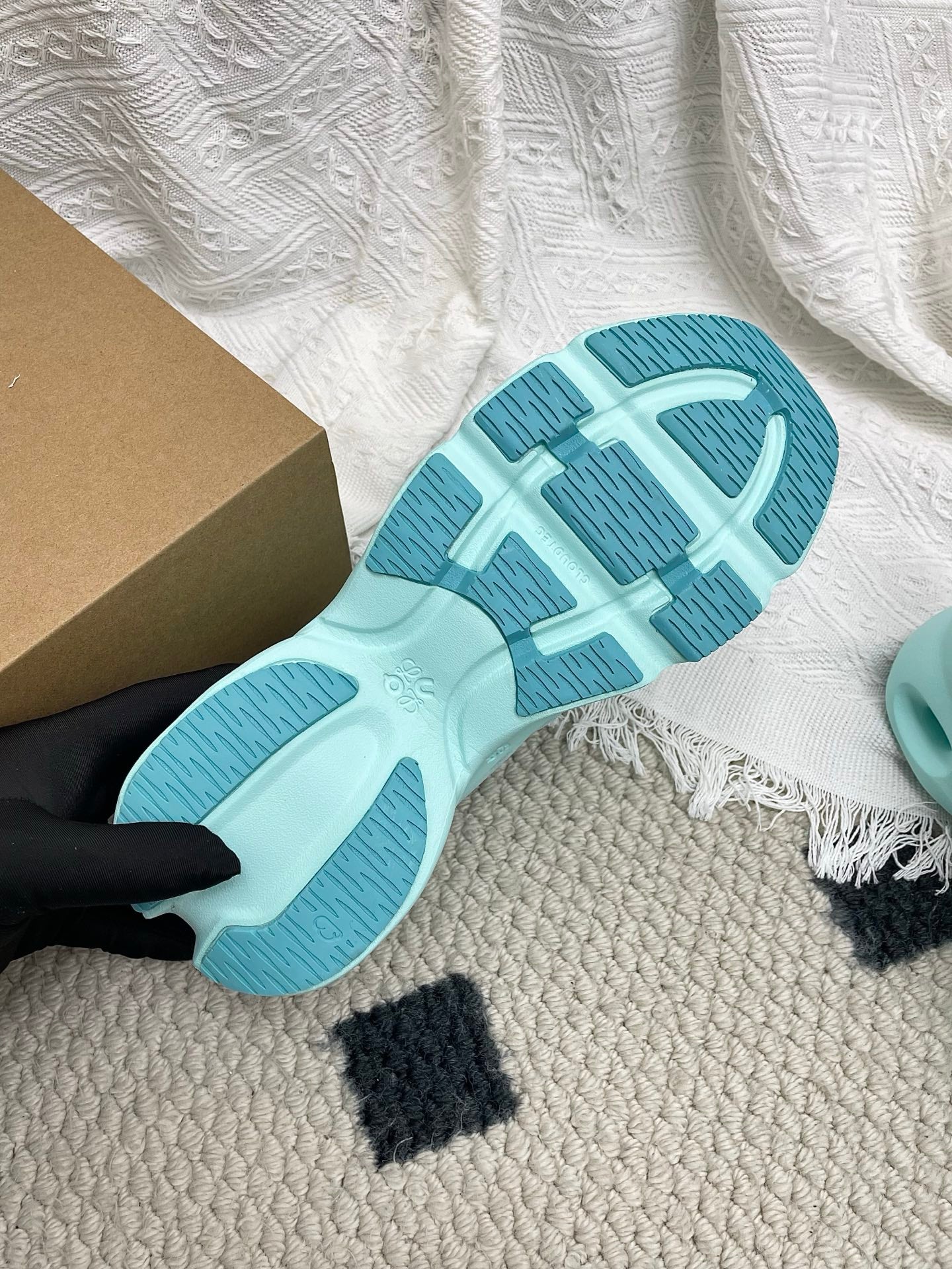 LOEWE 26S CLOUDSOLO SNEAKERS IN AQUA BLUE RECYCLED POLYESTER